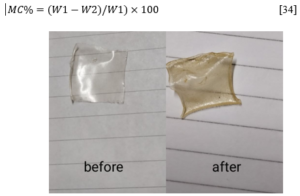 Fig1. A comparative image of a bioplastic sample before and after heating in an oven with visually observed changes.