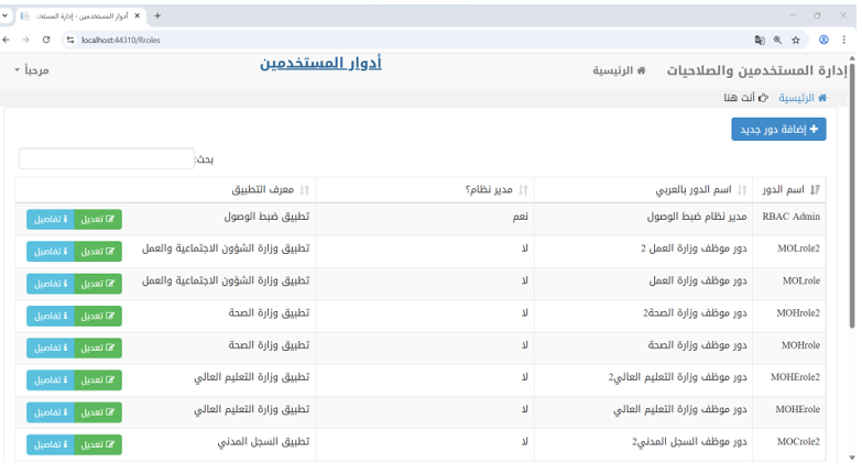 Figure 6 - Roles Management in Access Control Application